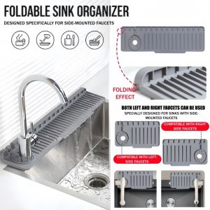 Faucet Mat for Kitchen Sink Splash Guard Slope Silicone Sink Water Splash Guard with Snap