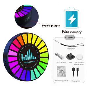 Car Purifier With Music Rhythm Light RGB LED Bar Voice Control Voice Rhythm Atmosphere Light Car Air Freshener 256 Colors Optional
