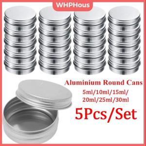 WHPHous fuchun 5Pcs Aluminum Mini Round Tin Metal Container Bottles Storage Jar Screw Lids Box