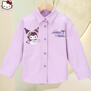 Christmas gifts Halloween Anime Girl Sanrio Autumn New Coat Kuromi Cinnamoroll Kawaii Cotton Long Sleeves Shirt Children Melody Cartoon Casual Sweet Tops