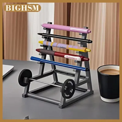 BIGHSM Creative Desktop Barbell Rack Pen Rack Fun Desk Accessories Office Funny Pen Container For Men Desk Mini Pen Organizer Gifts