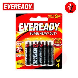 Eveready Super Heavy Duty EV-2A Battery AA Double A 4pcs Pack Long-Lasting Power for Remote Toys Clocks Flashlights and Everyday Devices
