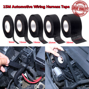 15 Meters Heat-resistant Flame Retardant Tape Adhesive Cloth Black Tape For Car Cable Protection Cable Cloth Tape