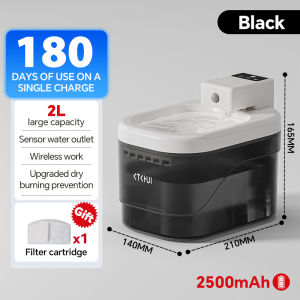 Smart Cat Water Fountain Wireless 2L Large Capacity 2600mAh Auto Pet Water Dispenser Drinking LED