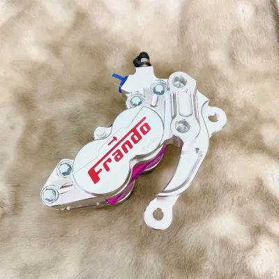 [ Heo Kèm Pát cho SIRIUS 110 ]_Heo Frando 4pis Niken bố hồng chữ đỏ Kèm Pát CNC nguyên khối lắp đĩa 267mm tặng 2 ốc