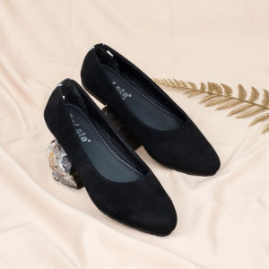 Sepatu Wanita Flat Shoes Flatshoes Karet Empuk Hitam Kekinian Trendi Black Panda Blackpanda Gemini
