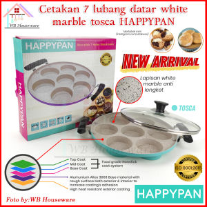 HAPPYPAN cetakan martabak mini 7 lubang Dark Red white Marble  anti lengket