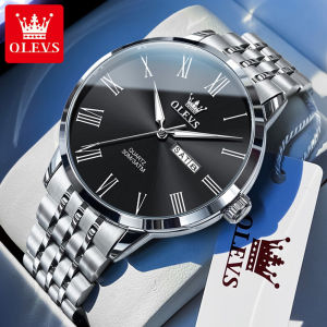 OLEVS Watch For Men Waterproof Original 2026 New Roman Dial Design Business Casual Stainless Steel Dual Calendar Luminous