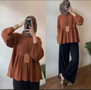 SHAKILA TOP BLOUSE BAHAN CRINKLE AIRFLOW / ATASAN WANITA BLOUSE KEMEJA WANITA /ATASAN RANIA/ATASAN KRINKLE /ATASAN MASAKINI ATASAN WANITA MUSLIM TERBARU KOREAN STYLE