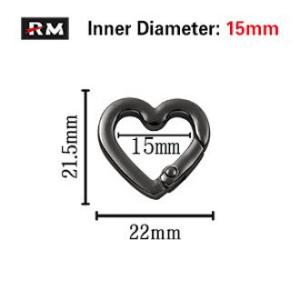 2 Pcs | Zinc Alloy Heart-Shaped Spring Buckle Ring Portable Bag Jewelry Buckle Luggage Hardware Accessories Pendant Opening Ring Toy Doll Mobile Phone Lanyard Buckle Car Key Chain