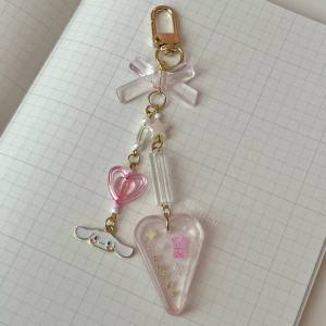 ♡ 𝕄𝕥 🩰Pink Angel Cinnamoroll Resin Accessories Keychain🩰 粉色甜系串珠挂件