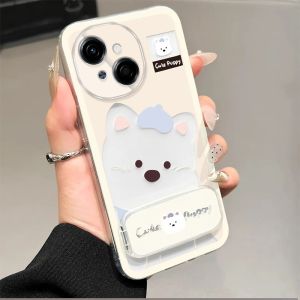 ซองสำหรับ Tecno Spark Go 1 Spark Go 2025 Tecno Pop 9 ซองศัพท์ ซิลิโคนนุ่มกันกระแทก ปกใส ดีไซน์ใหม่สวยงาม สุนัขน่ารักพร้อมที่วางกระจก TKXGDQZJ01