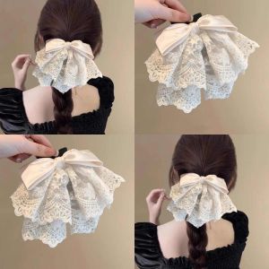 กิ๊ฟติดผมโบว์ลูกไม้ทรงกลมของแอนนี่สำหรับผู้หญิงผมสไตล์โรแมนติกของฝรั่งเศส