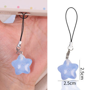 5Pcs Cute Shiny Star Pendant Mobile Phone Lanyard Keychain Bag Decoration Earphone Case Accessories Couple Gift