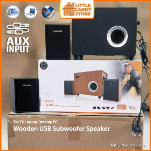 2.1 Computer Speaker Subwoofer 3.5mm AUX HD BASS Stereo Surround Wooden Speaker For Laptop PC Gaming