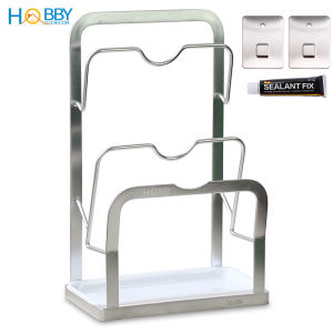 Kệ để nắp nồi 3 tầng inox 304 dán tường đa năng Hobby home decor TT05