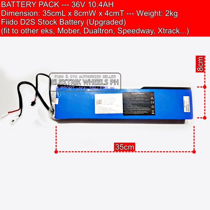Fiido D2S Battery Upgraded 36V 10.4Ah High Quality 18650 Cells Battery Upgradeable Electric Scooter Battery Lightweight Battery Pack For Diy Projects Lazada Lazada PH