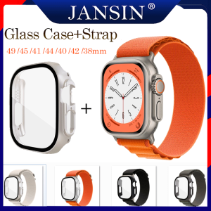 Kính vỏ + Dây đeo nylon chính thức mới cho Apple Watch Ultra 8 41mm 45mm 49mm Dây đeo cho i Watch SE 7 6 5 4 3 44mm 42mm 40mm 38mm Vỏ đeo tay