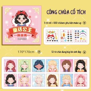 Quà tặng bé gái- Sticker dán Thay đổi trang phục công chúa Cổ Tích hoàn châu công chúa. sticker trang điểm thay đồ.