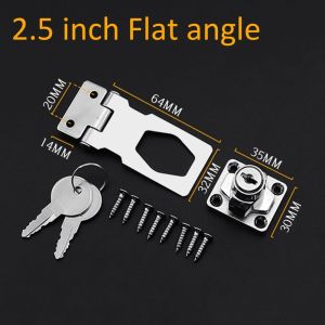 ZG285 ฮาร์ดแวร์ เงิน เพิง การปรับปรุงบ้าน พร้อมกุญแจ ล็อคโรงรถ Hasp ล็อคลวดเย็บ ตู้