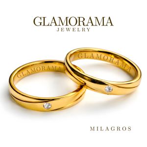 Wedding Ring Set 3-in-1 Gold-Plated 18K Gold Filled Finish for Proposal & Wedding | Glamorama Jewelry | "Milagros"