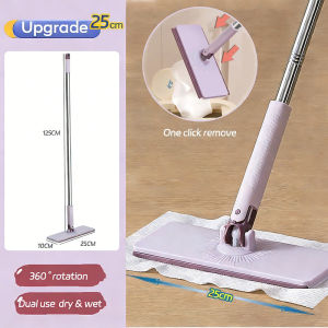 Automatic Clip Lazy Mop 360° Rotation Telescoping Mop Cloth Changing Mini Mop Wet & Dry Flat Mop Floor Cleaning Tools Mop Lantai 懒人夹布拖把