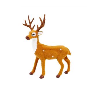 BURKEE Handmade Cartoon Xmas Model New Year Miniature Figurine Reindeer Ornament Christmas Decoration Simulation Deer