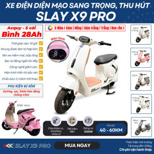 [ Tặng nón ] Xe Điện Slay X9 Pro Sang Trọng 2026 Động Cơ 1200W Acquy 28Ah Tốc Độ 60Km/h Tải 200Kg Sành Điệu Sang Trọng Thời Trang