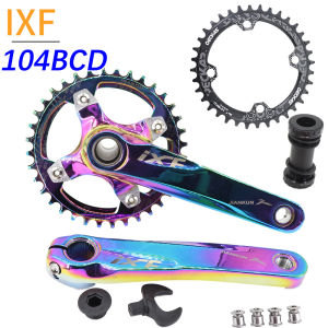 IXF MTB Crankset 104BCD Bike Crank 170mm 175mm Chainring 30t 32t 34t 36t 38 rainbow oil slick 1 2 3 speed 1x 2x 3x speed