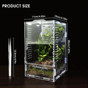 HEALMEYOU Acrylic Jumping Spider Enclosure Escape Proof Buckle Lock Spider House  Ventilated Reptile Feeding Tank Small Pet Supplies