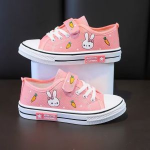 LEMON girls canvas shoes spring and autumn  new baby single shoes summer versatile board shoes primary school students cartoon black classmates