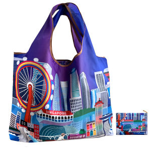 Foldable Reusable Recycled Grocery Bags Lightweight Large Capacity Shopping Tote Bags with Storage Pouch Eco-Friendly