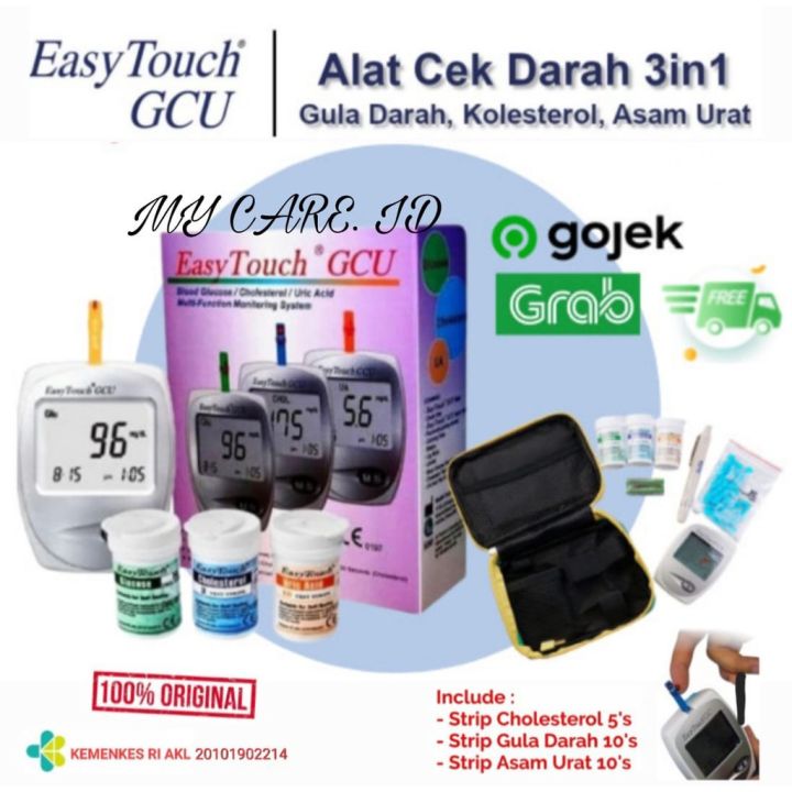 Easy Touch GCU 3 in 1 / Easy Touch cek gula darah asam urat kolesterol / Paket Strip Easy Touch GCU