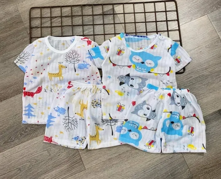 Set 5 bộ đồ cotton giấy thoáng mát cho bé yêu