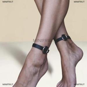 [COD] MINIFRIUT 1Pair Ankle Belt Black Punk Leather Anklet Chain Women Foot Decor Accessories YK2 Jewelry Gifts