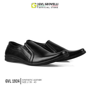 Geovelli - Sepatu Pria Hitam Pantopel Kulit PU - Sepatu Formal Pria Kerja Kantor G-1924
