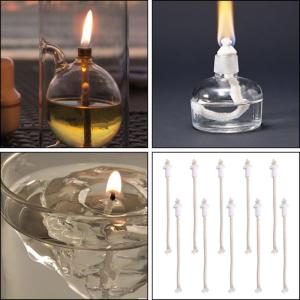 Cotton Cord Wicks and Ceramics Holders for Alcohols/Oil Lamp Long Lastings Flame 10pcs Set for Laboratory and Craft Use