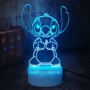 Stitch 3D Acrylic LED Lamp Single Color 3 colors 7 colors 16 colors w/ remote