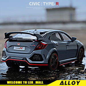 LEO 1:32 Honda Civic Type R Diecast Alloy Model Car Toy Miniauto Cars For Boys Vehicle Toys For Kids Gift Birthday
