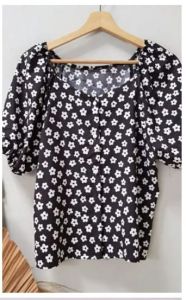 929 Korean Flower Top Import Lengan Balon Grosir 55 katun chiffon premium import