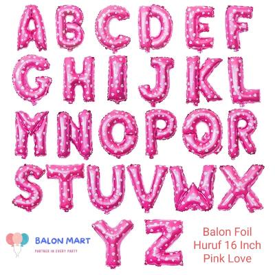 Balon Foil Huruf Pink Love 16inch/40cm