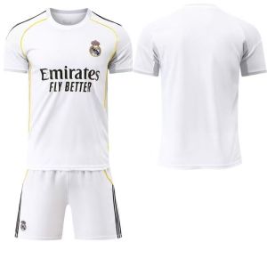 Fans Version 25-26 Season Home Real Madrid Adults Football Jersey Sets Bellingham Camavinga Vinicius Cristiano Ronaldo Valverde Mbappé 2025 Club World Cup Real Madrid F.C. Soccer Jersey Mens Football Uniform Suit Short-sleeve Shorts With Socks Customized