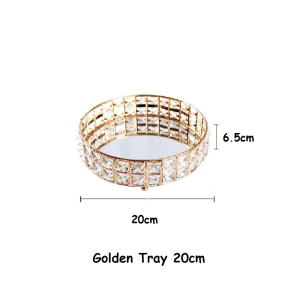 Crystal Glass Metal Luxury Decoration Tray Home Decorative Mirror Tray Modern European Style