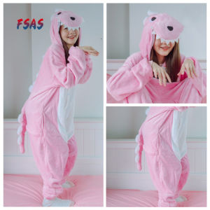 FS พร้อมส่ง ชุดแฟนซีผู้ใหญ่ ชุดมาสคอตผู้ใหญ่ ชุดสัตว์ ชุดมาสคอต - ไดโนเสาร์ชมพู