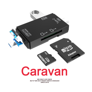8# Caravan Crew 5in1 OTG Card Reader ( USB/ Micro USB/ TF/ SD/ Type-C ) Adapter Card reader for Smartphone PC Laptop