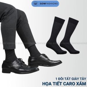 Tất giày tây nam cổ cao màu đen sọc caro vớ nam công sở chất liệu thoáng mát êm chân - GOM-TAY12-DENCAROXAM