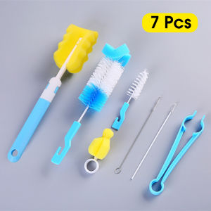 Hamshmoc 7 cái miếng xốp mềm bình cho bé bàn chải làm sạch cao thấm hút chuyên nghiệp infantsbottle núm vú dụng cụ làm sạch chai đa chức năng bộ cọ dễ dàng để làm sạch
