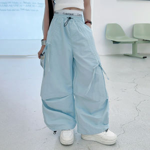 7-14 ขวบ กางเกงเด็ก กางเกงคาร์โก้เด็กผู้หญิง เอวสูง เอวยางยืด หลวม เวอร์ชั่นเกาหลี แฟชั่น ระบายอากาศได้สะดวกสบาย