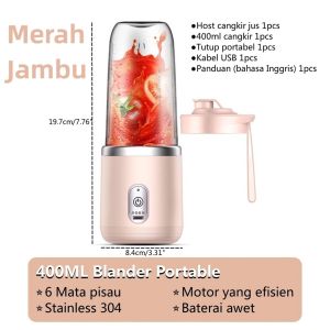 TERMURAH Blender Portable Mini Juicer   400ML Blander Jus Buah Port Charger USB Electric Blender Kapsul