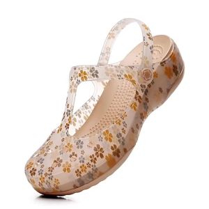 [Free Shipping] JDOV Printed Clogs For Women Summer Wedge Heel Thick-Soled Student Beach Sandals Soft-Soled Closed-Toe Non-Slip Outdoor Wear